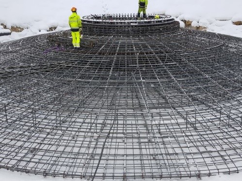 Windrad-Fundament vor dem Befüllen mit Faserbeton