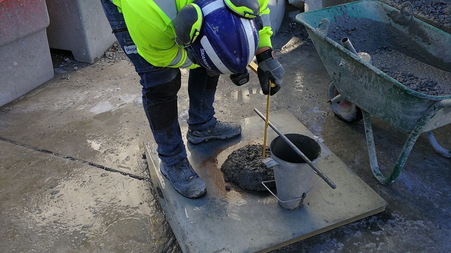 Regular slump control ensures consistent concrete quality