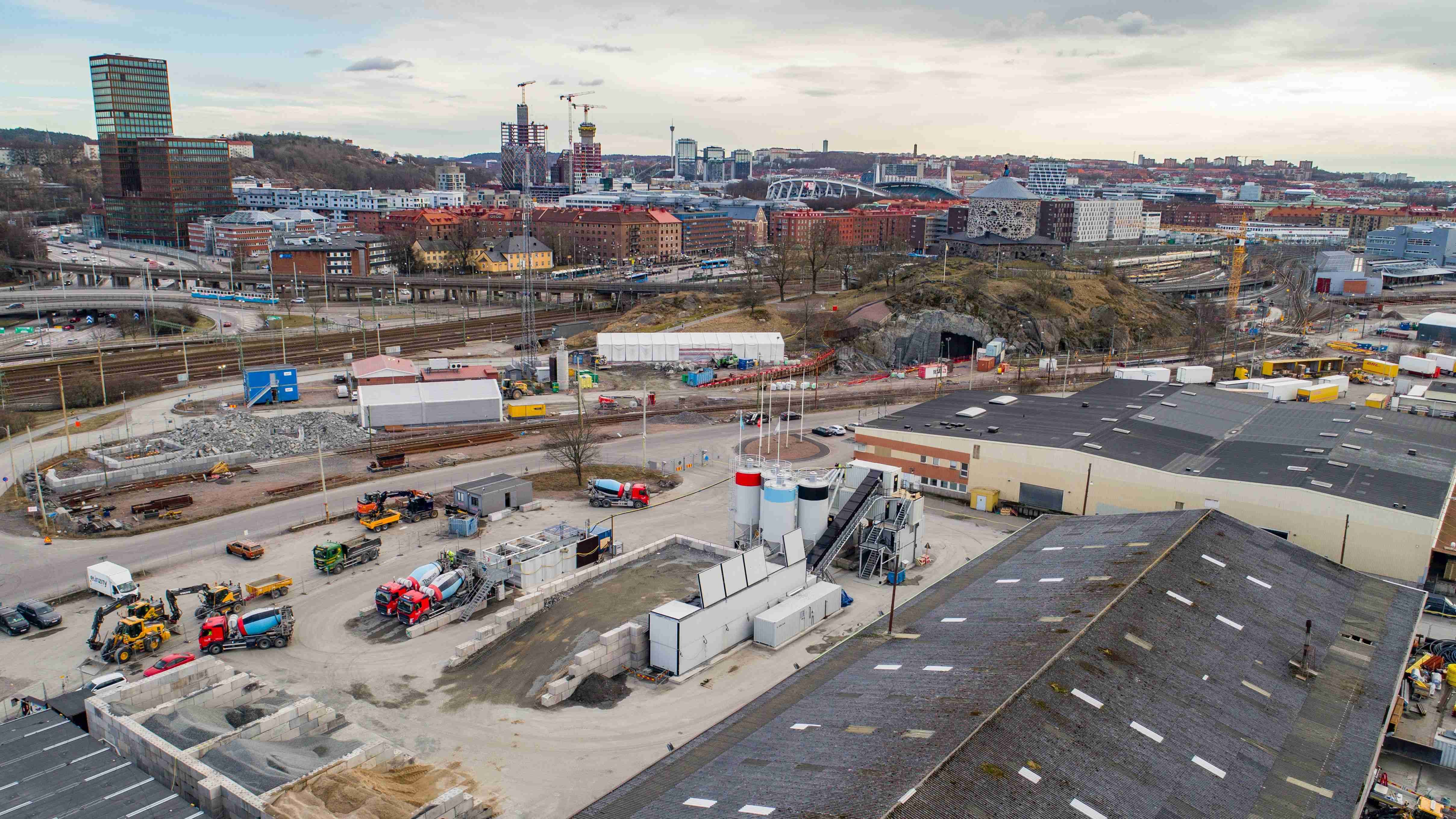 Blick auf die modulare Betonmischanlage Arcamix in Göteborg