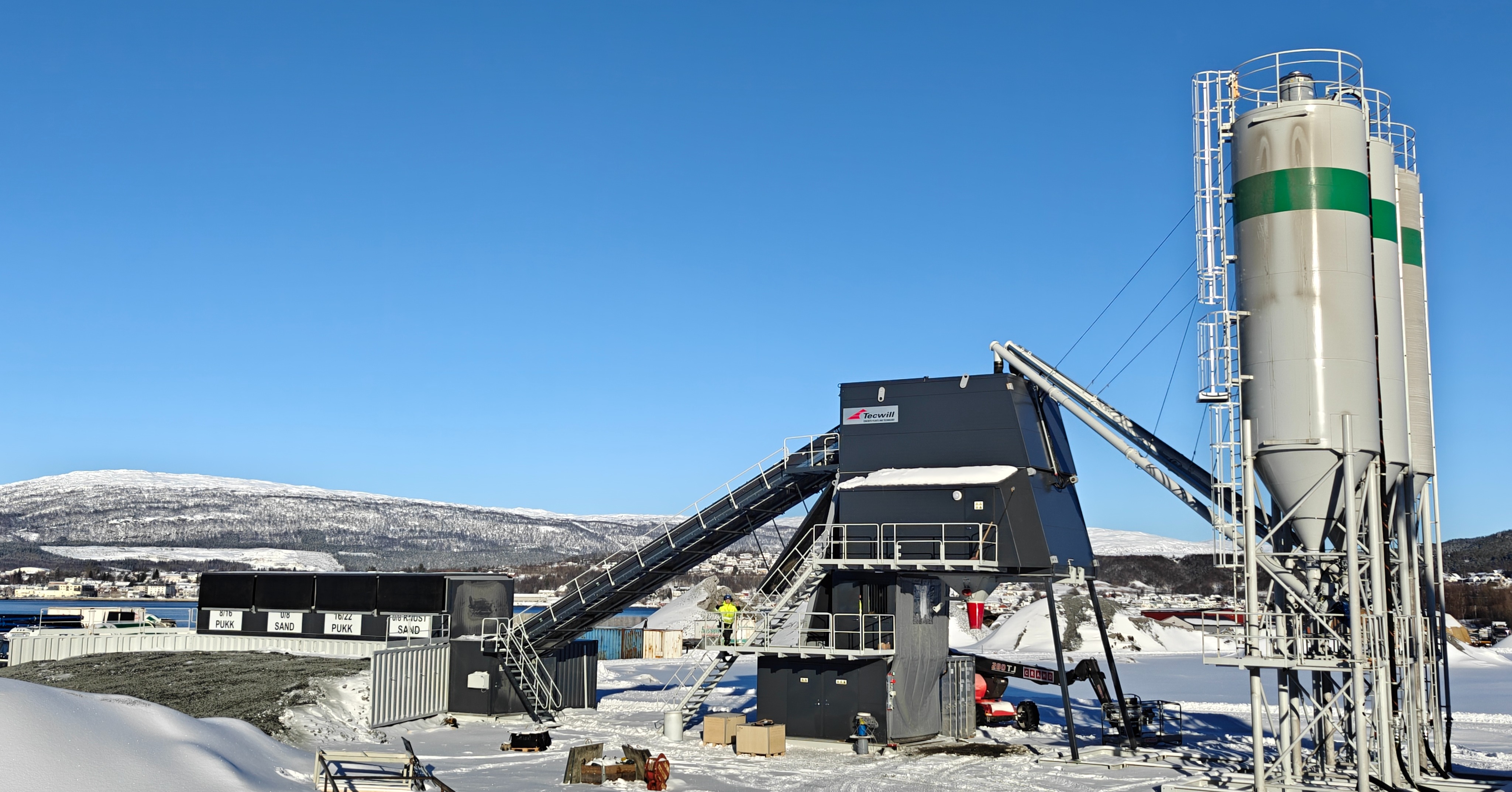 COBRA C120 mobile concrete batching plant at Nordland Betong's production facility in Fauske, Northern Norway.