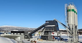 COBRA C120 mobile concrete batching plant at Nordland Betong's production facility in Fauske, Northern Norway.