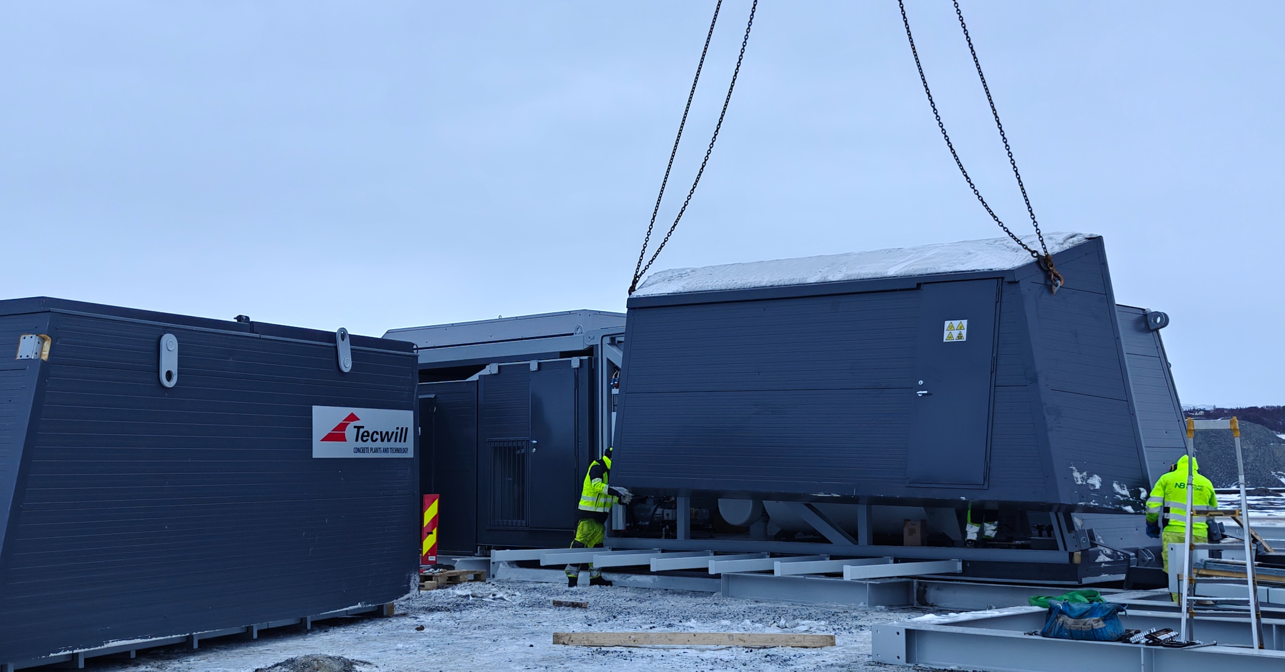 Installation of the COBRA C120 mobile concrete batching plant at Nordland Betong's Fauske facility in Northern Norway.